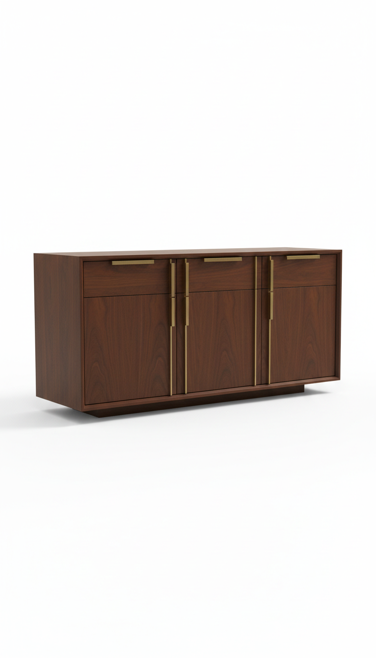 Walnut and Brushed Brass Sideboard