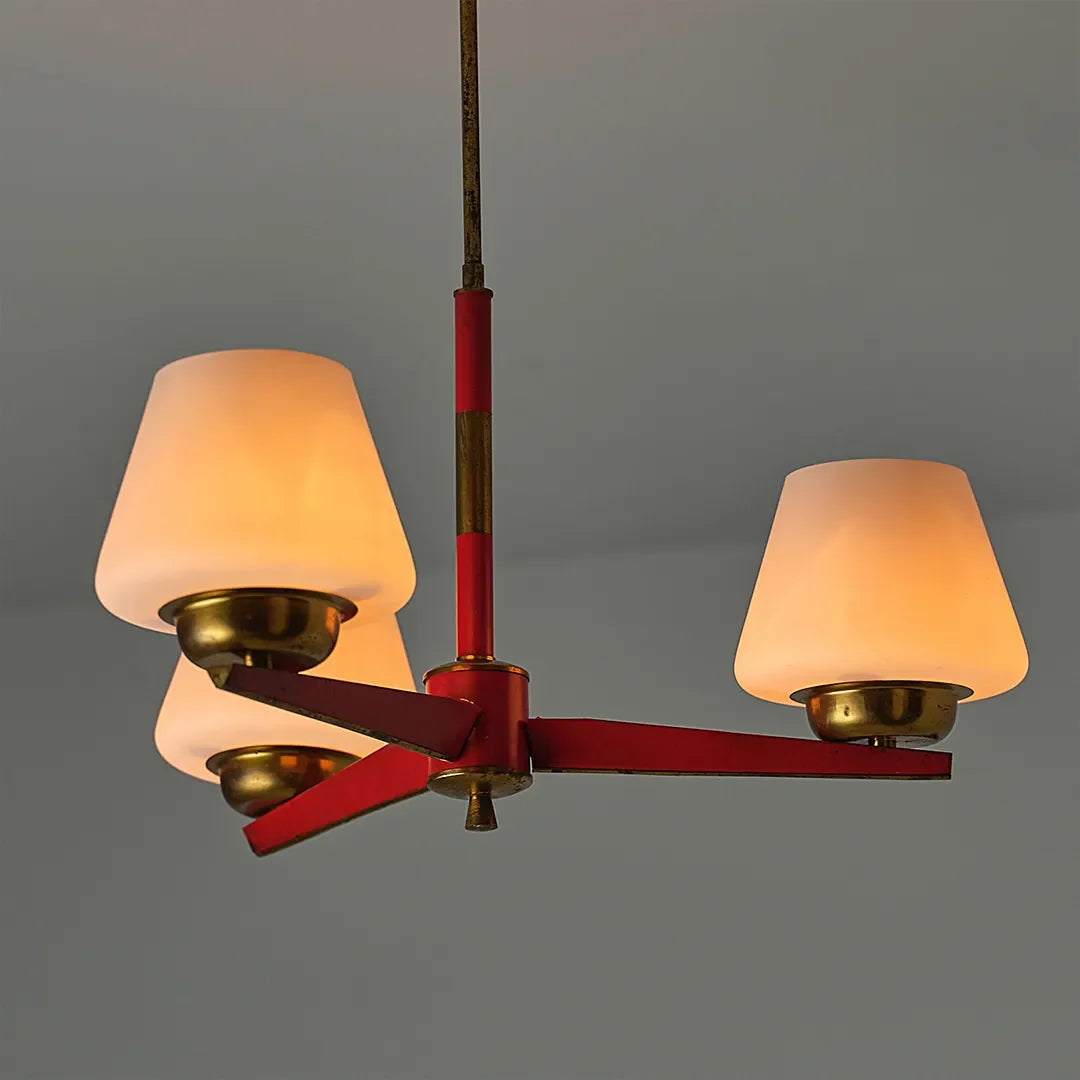 3 light chandeliers product image showing a modern three-arm design with warm glowing shades.