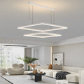 Ultra Thin Square Rings Three Step Dimming LED White Modern Chandelier - Dazuma