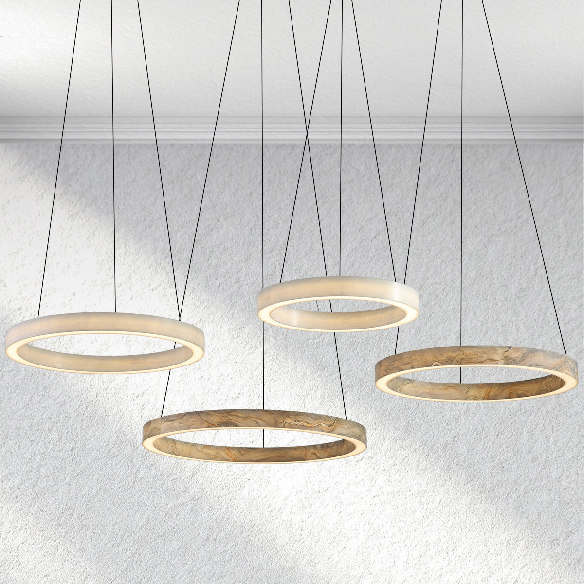 Swaroevan Alabaster StoneGlow Round Chandelier