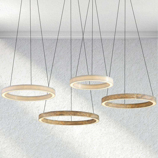 Swaroevan Alabaster StoneGlow Round Chandelier