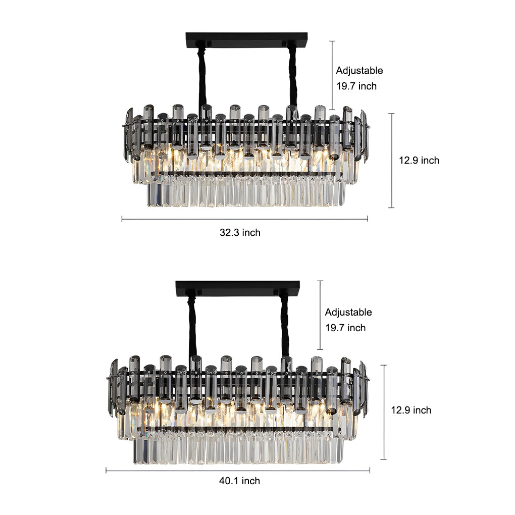 Rectangular Crystal Chandelier