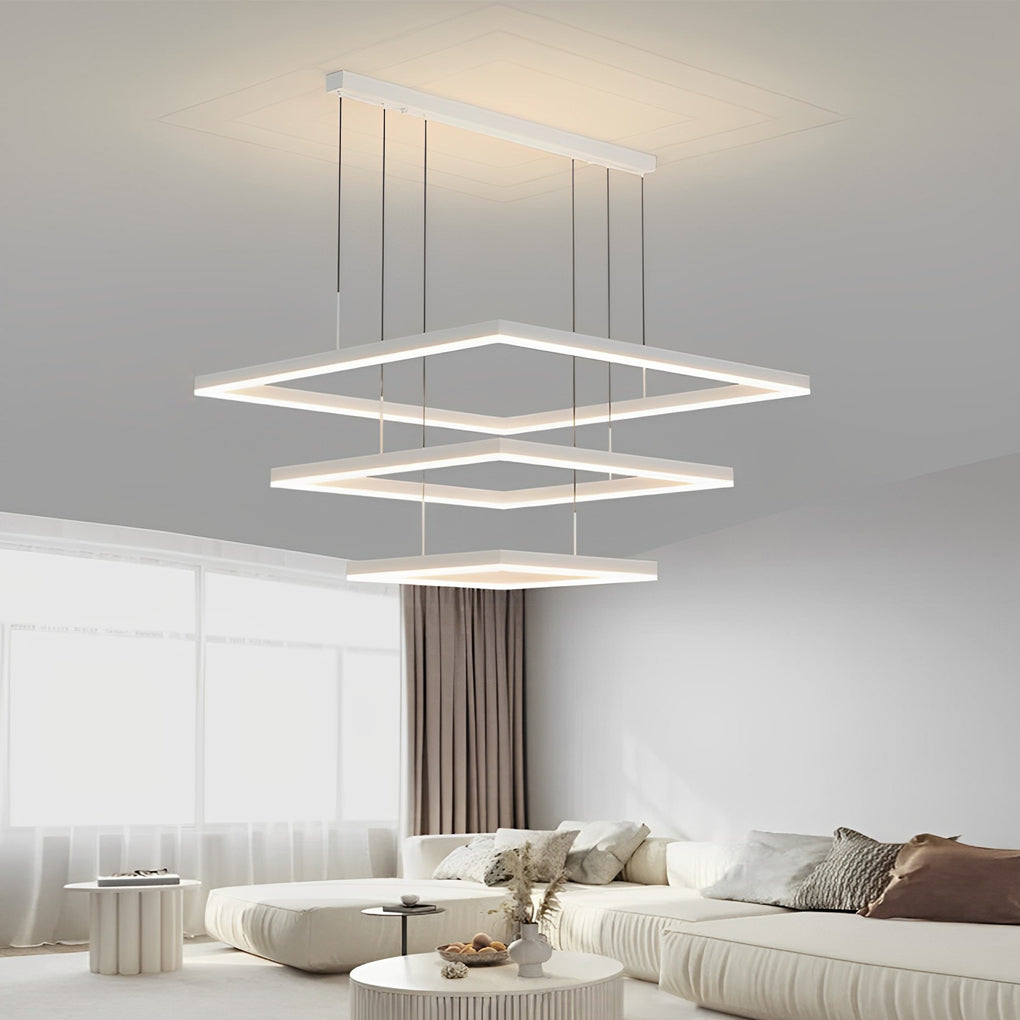Square Ring Pendant, White