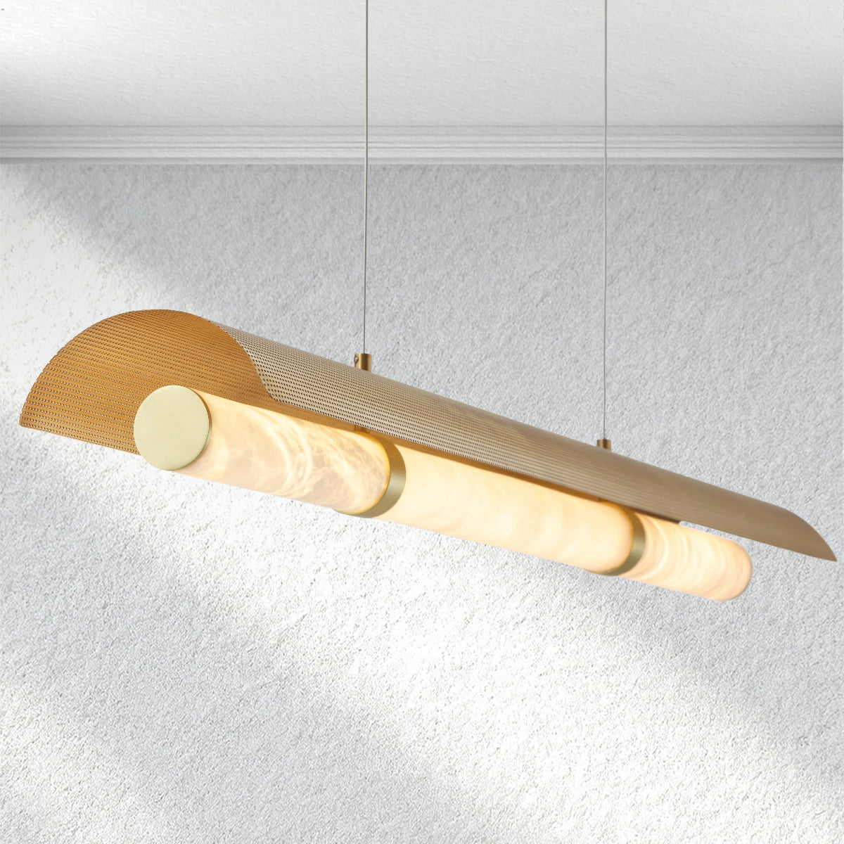 Swaroevan Mirage Alabaster Linear Chandelier