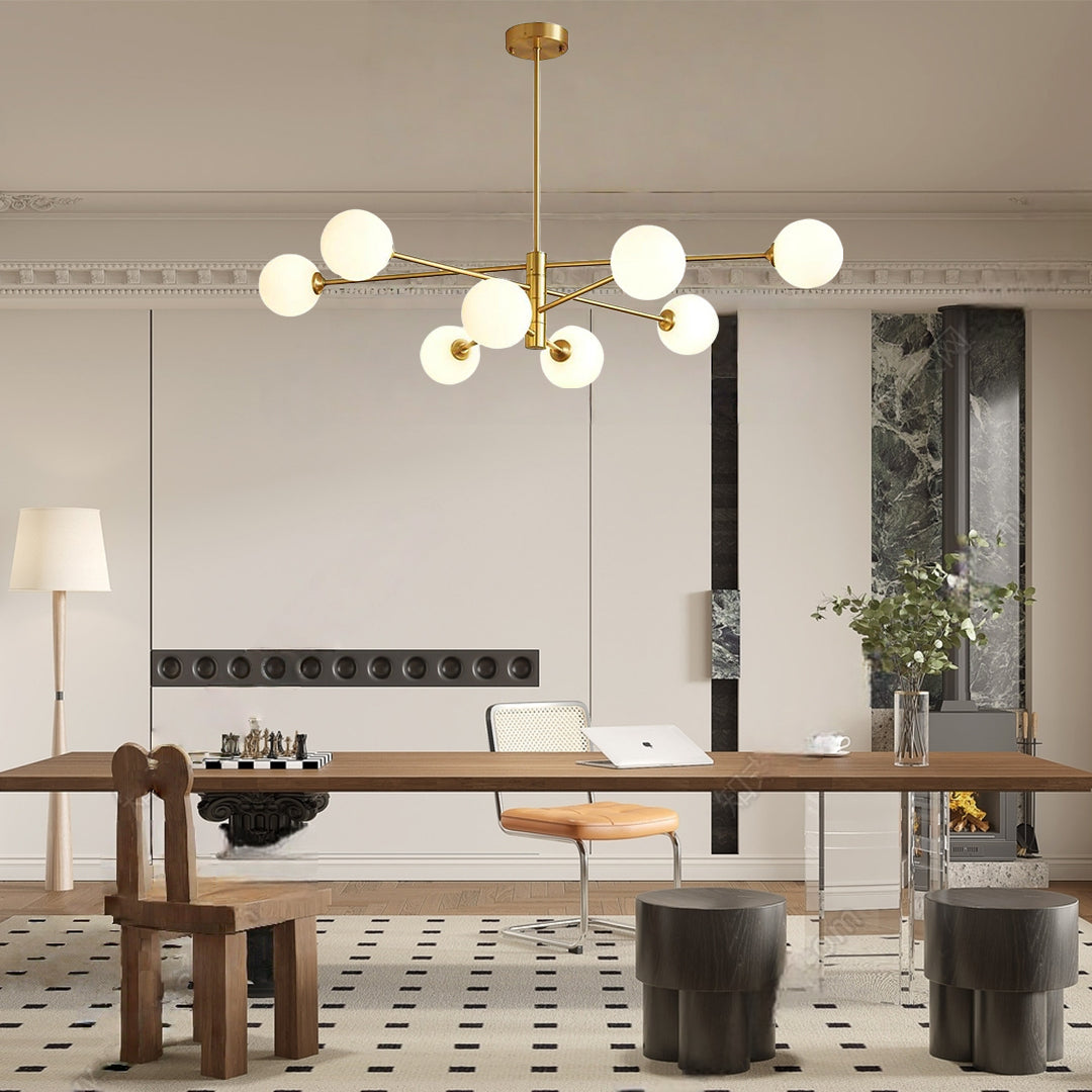 SWAROEVAN Eterna Sculptural Orb Brass Chandelier