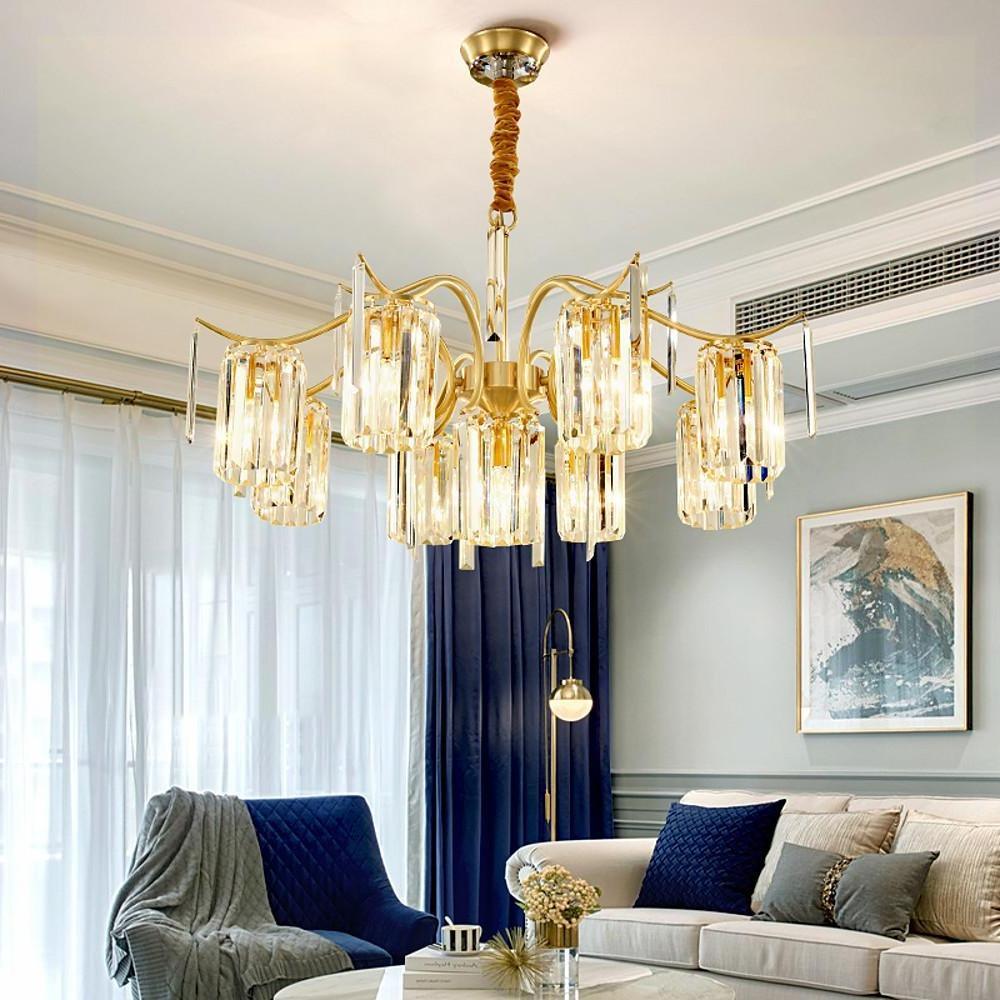 Classical 11 - lights LED Copper Glass Crystal Modern Chandeliers