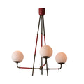 Mid century modern chandelier full product image showing the complete hanging fixture with three globe lights.