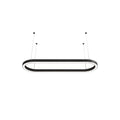 Minimal black oval chandelier isolated on white background for product display.