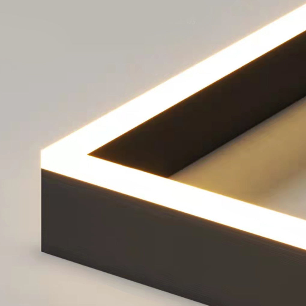 Ring square chandelier with detailed view of its layered structure.